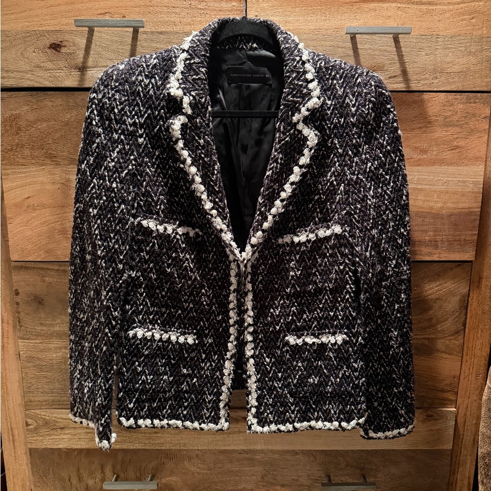 Women's Black and White Tweed Jacket